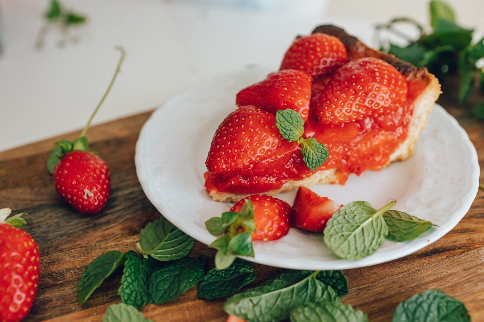 Tarta alemana de fresas con pudin de vainilla