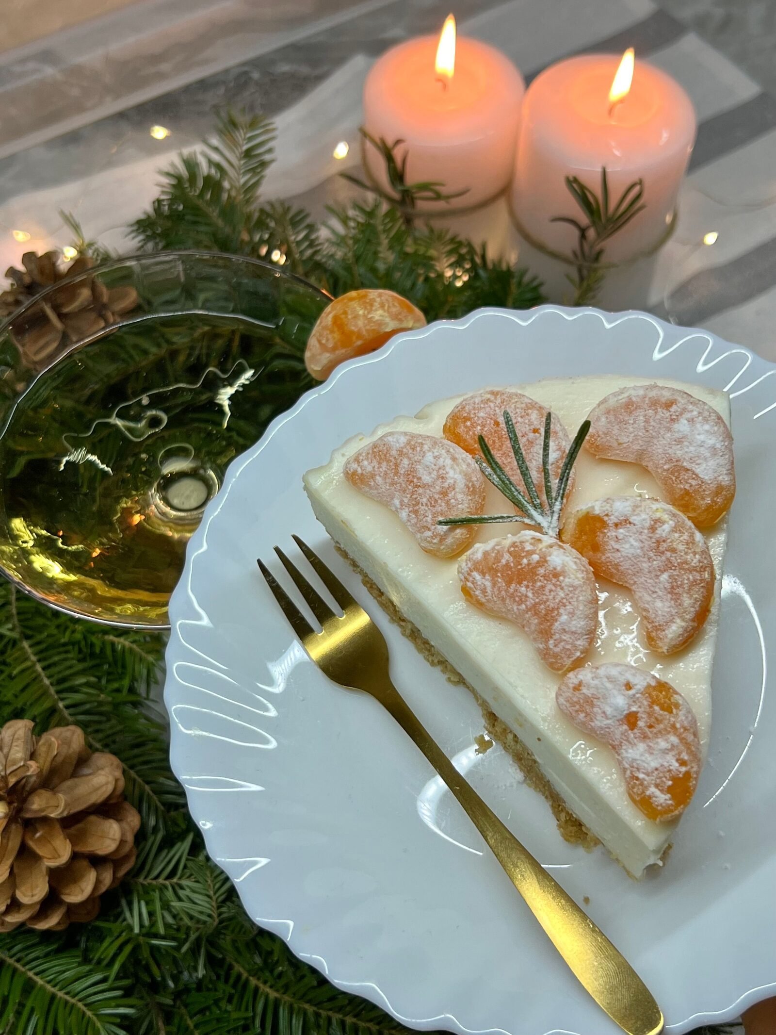 Tarta de quark alemana con mandarinas, sin base
