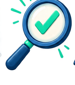 Lupa grande examinando una marca de verificación