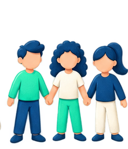 Tres siluetas de personas tomadas de la mano