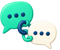Dos burbujas de conversación unidas por un enlace