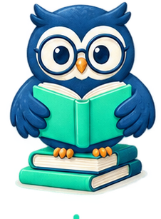 Búho sabio sujetando un libro abierto